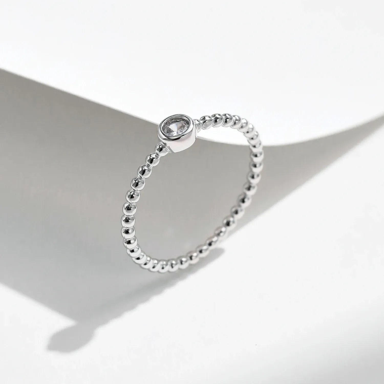 MODIAN 925 Sterling Silver Moissanite Bezel Stack Ring
