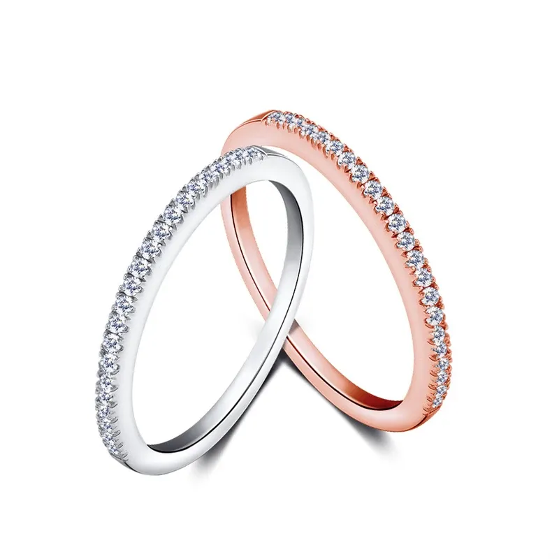 MODIAN 925 Sterling Silver Zircon Bridal Band