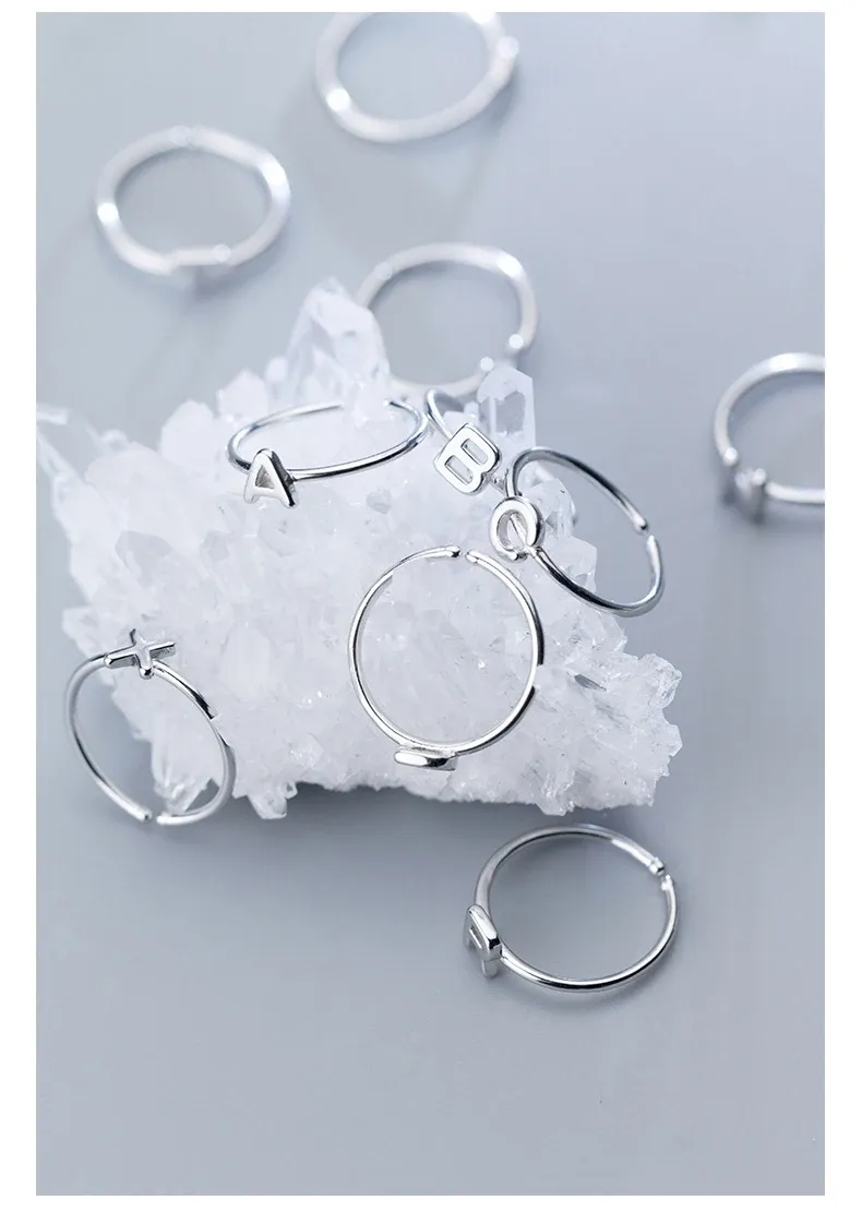 MODIAN Adjustable 925 Silver Letter Ring