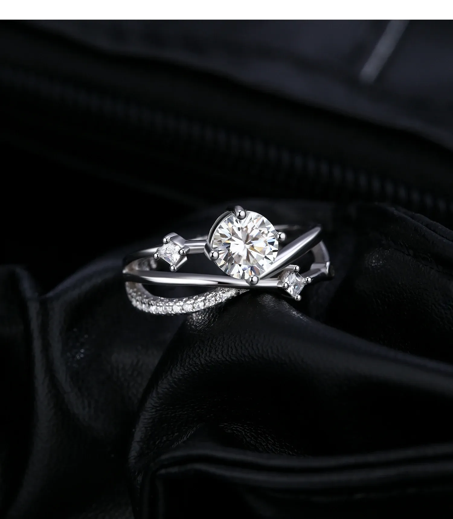 MODIAN 1CT Moissanite 925 Sterling Silver Wedding Ring