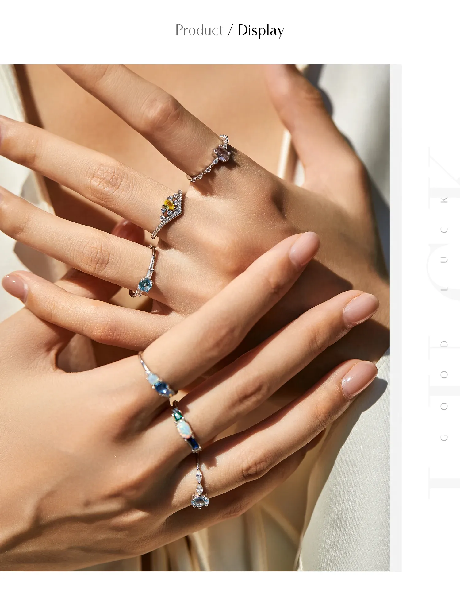 MODIAN 925 Sterling Silver Opal and CZ Eternity Stack Ring