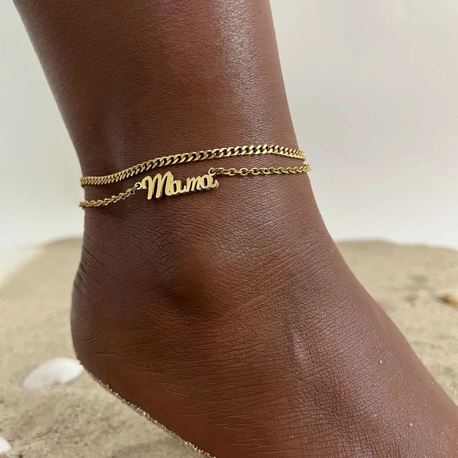 Vnox Custom Gold Name Anklet for Women