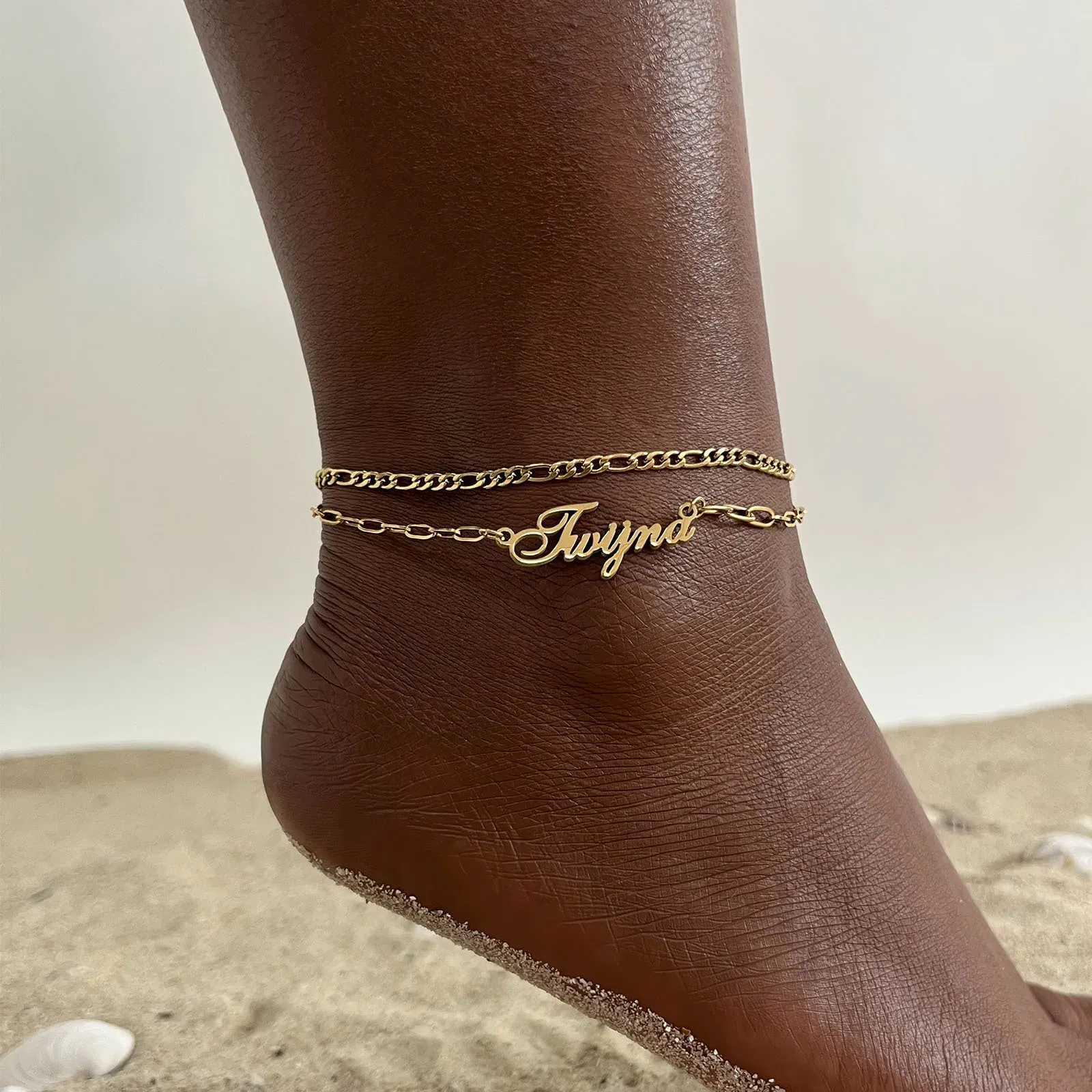 Vnox Custom Gold Name Anklet for Women