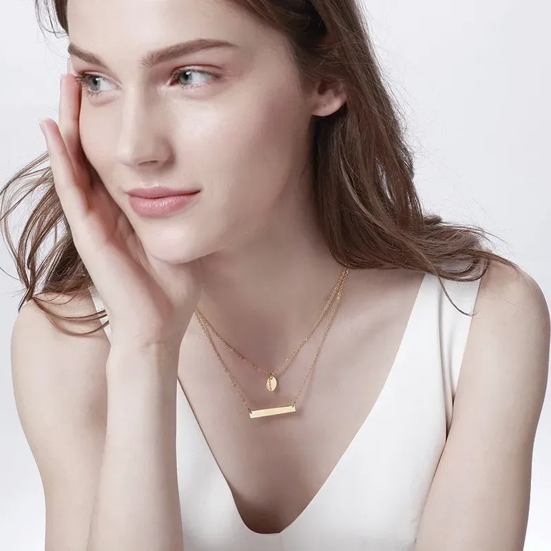 Vnox Personalized Stainless Steel Bar Choker Necklace