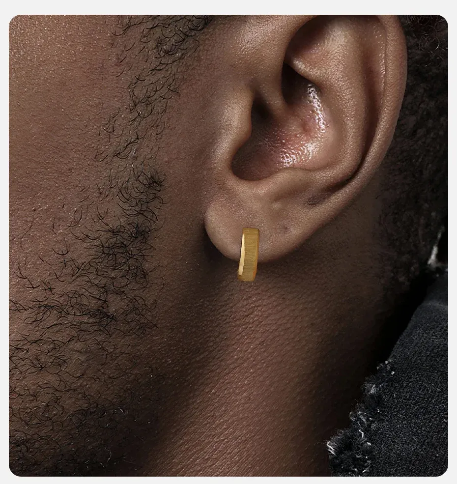 Vnox Matte Stainless Steel Tiny Hoop Earrings