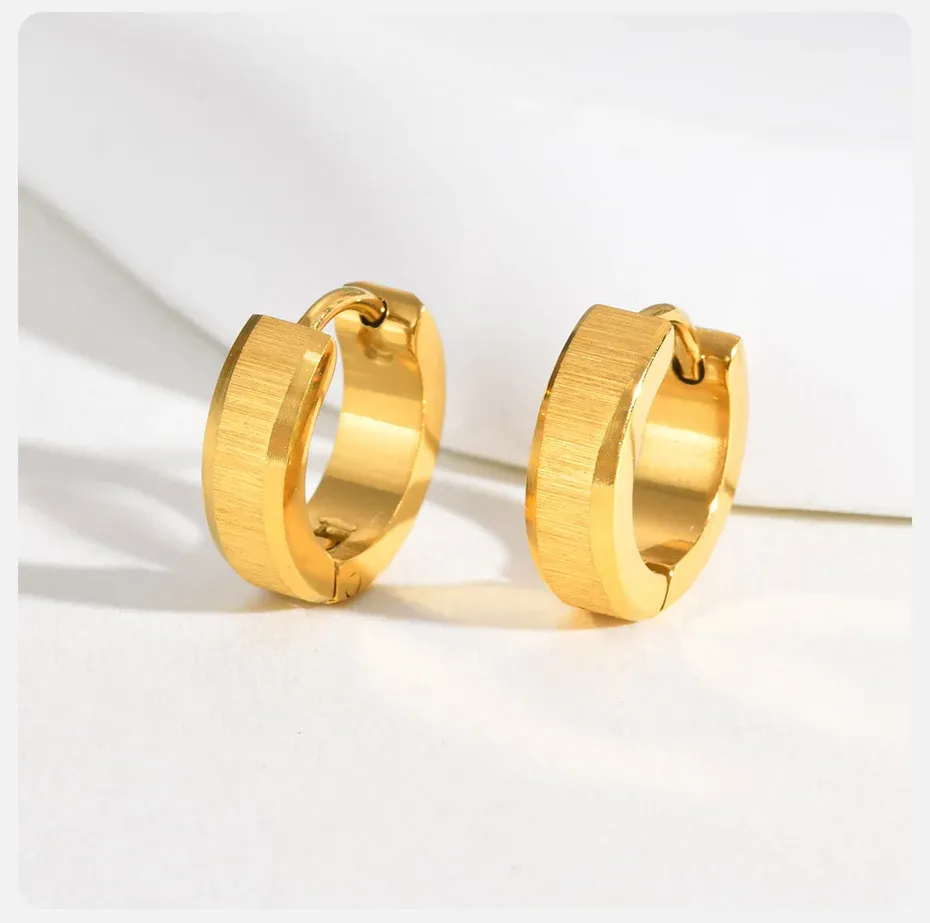 Vnox Matte Stainless Steel Tiny Hoop Earrings
