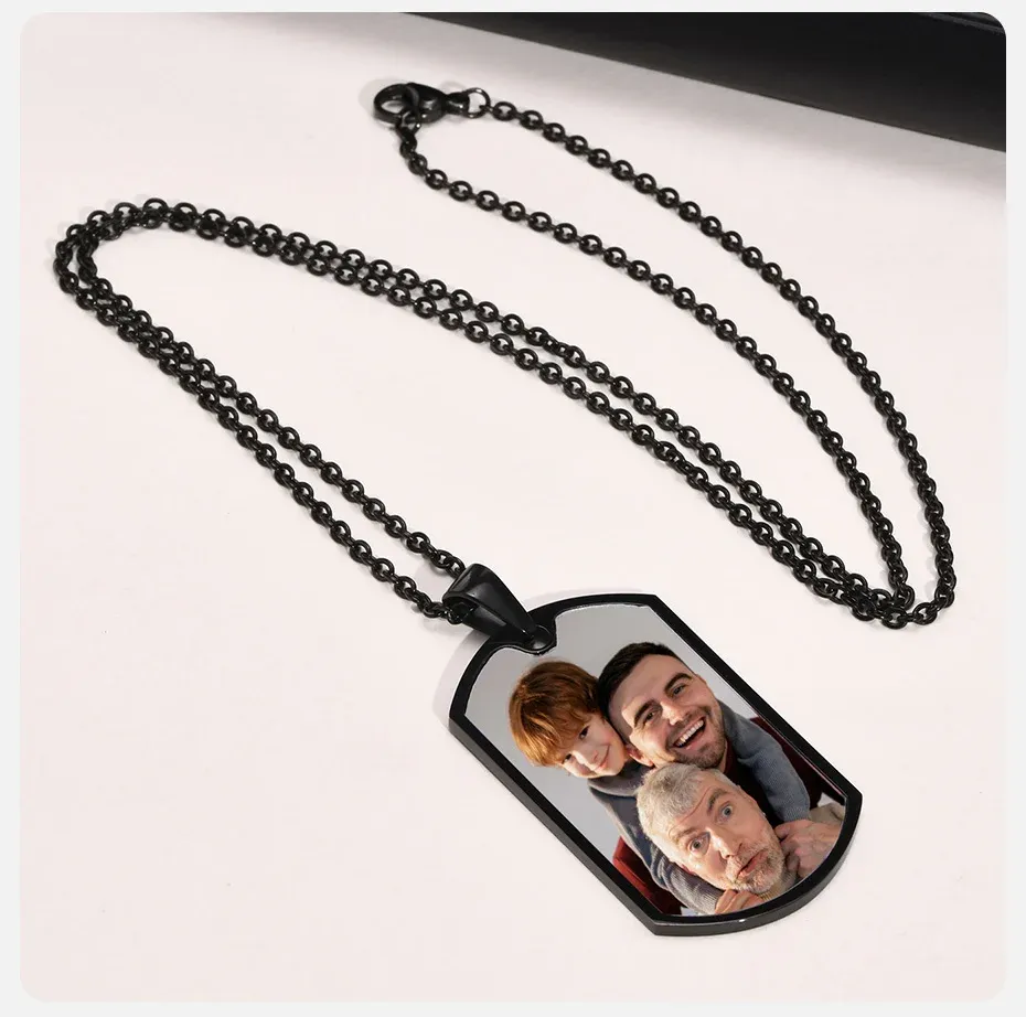 Vnox Custom Photo Dog Tag Pendant Necklace