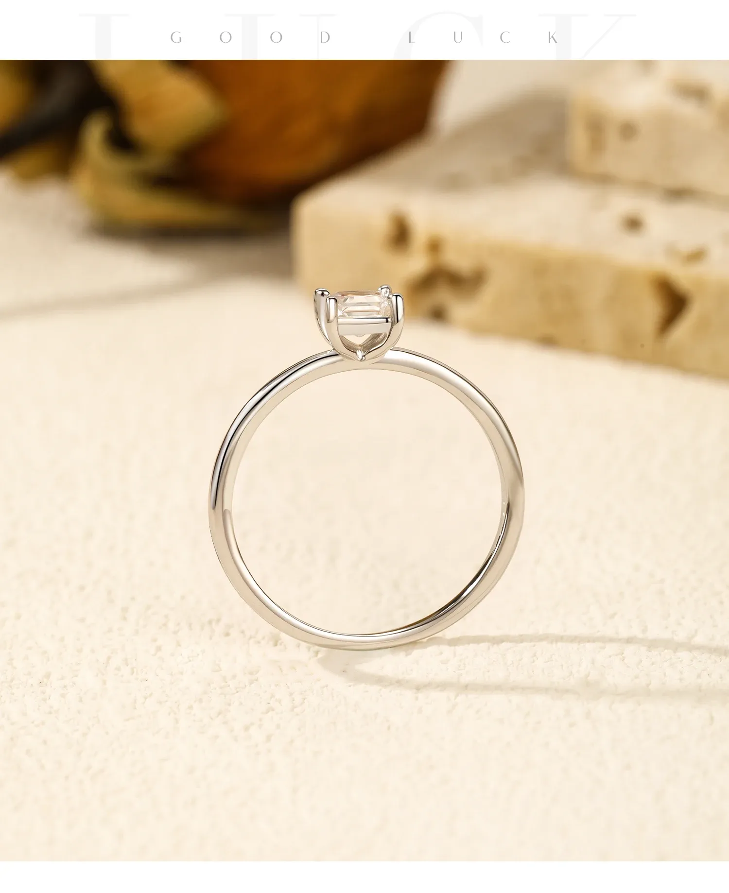 MODIAN Emerald-Cut Moissanite 925 Silver Square Ring