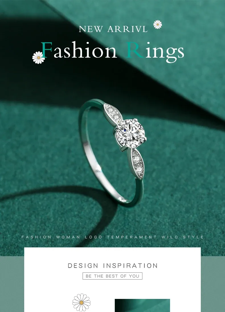 MODIAN 925 Silver Round Zircon Wedding Band for Women
