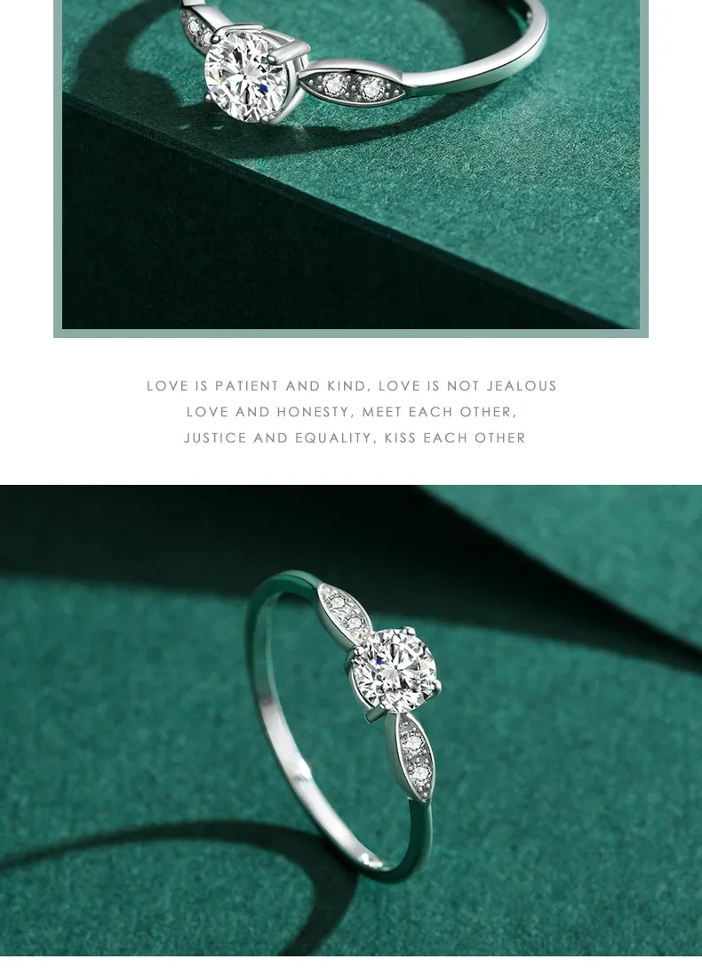 MODIAN 925 Silver Round Zircon Wedding Band for Women