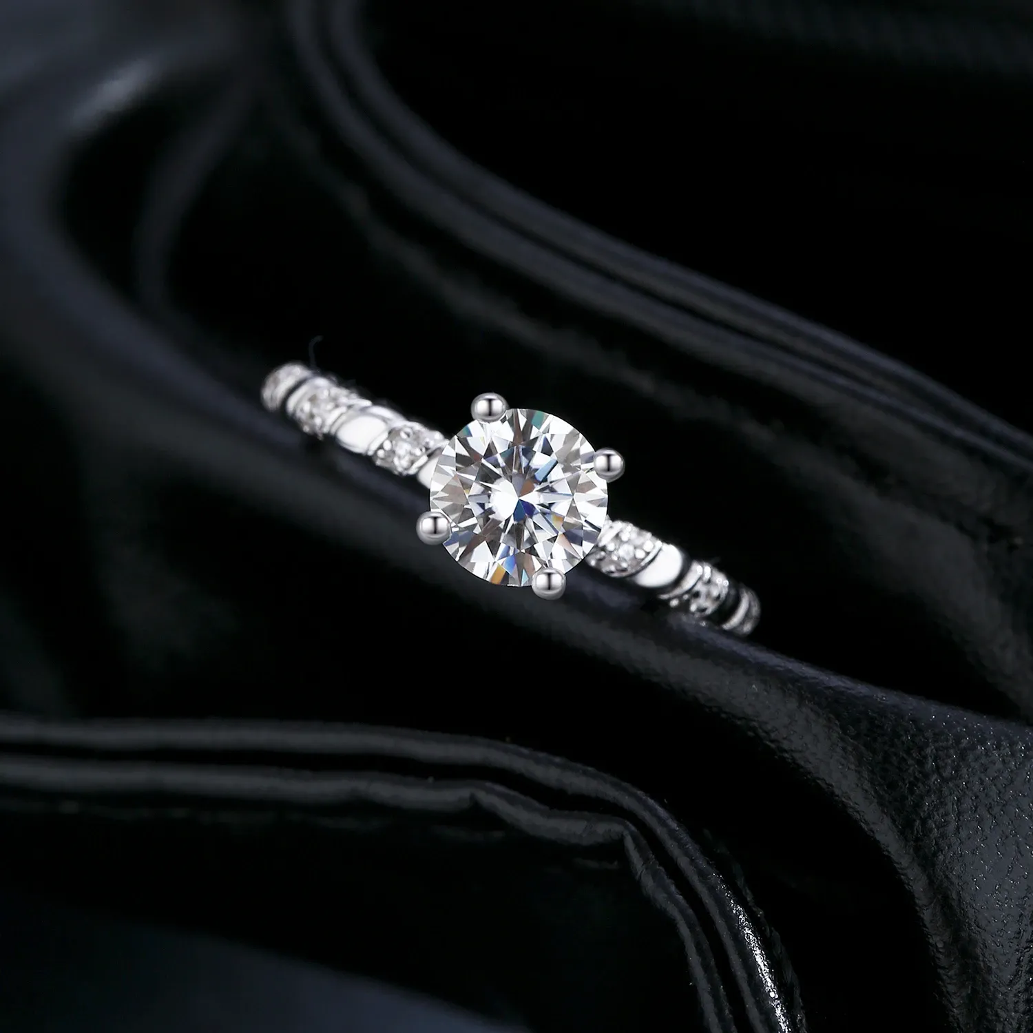 MODIAN 1CT Moissanite 925 Silver Twist Wedding Band