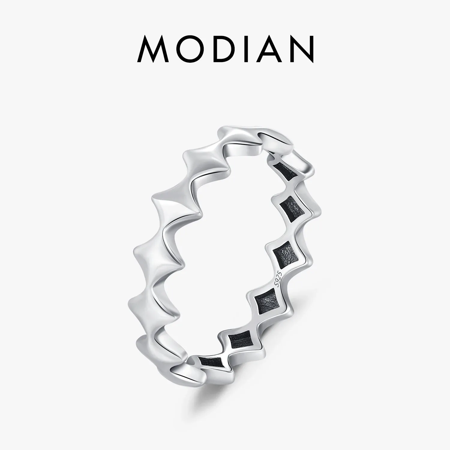 MODIAN Vintage Star Eternity 925 Sterling Silver Stackable Ring