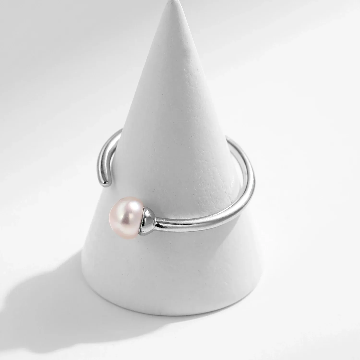 MODIAN 925 Sterling Silver Pearl Adjustable Cocktail Ring