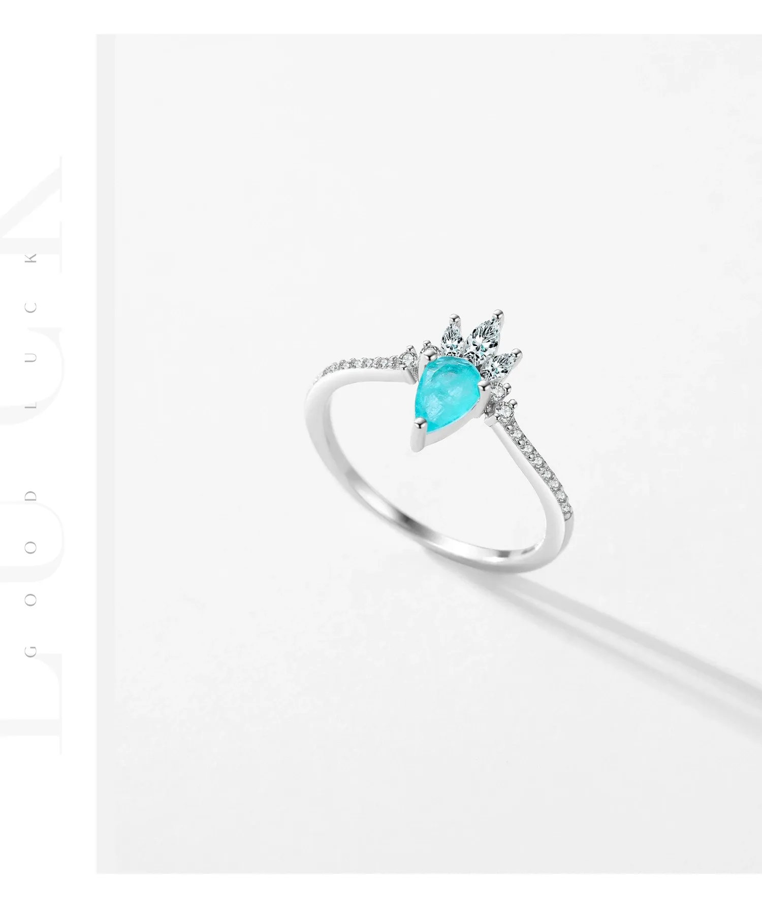 MODIAN 925 Sterling Silver Crown Tourmaline Ring