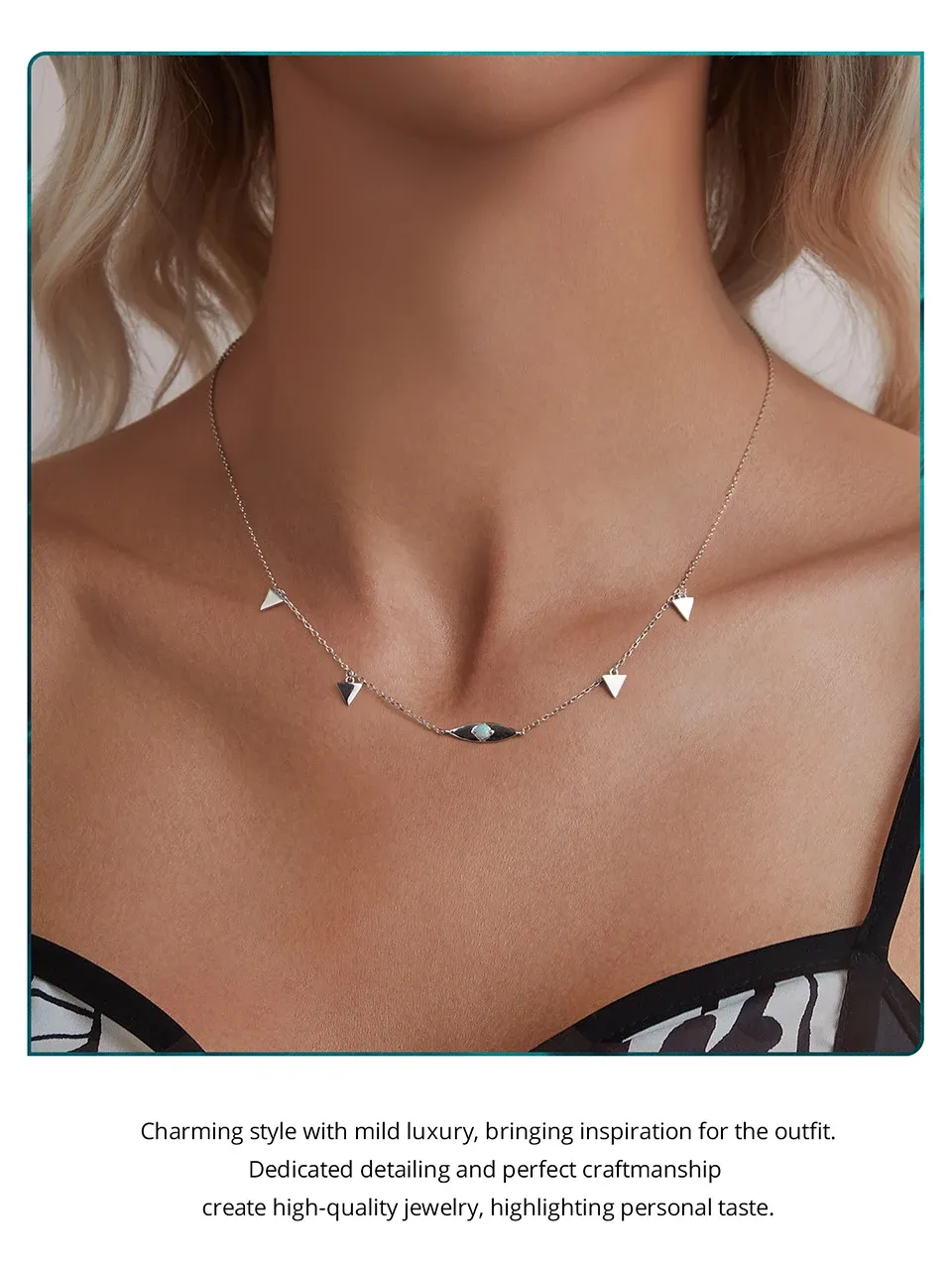 WOSTU 925 Silver Opal Demon Eye Choker Necklace