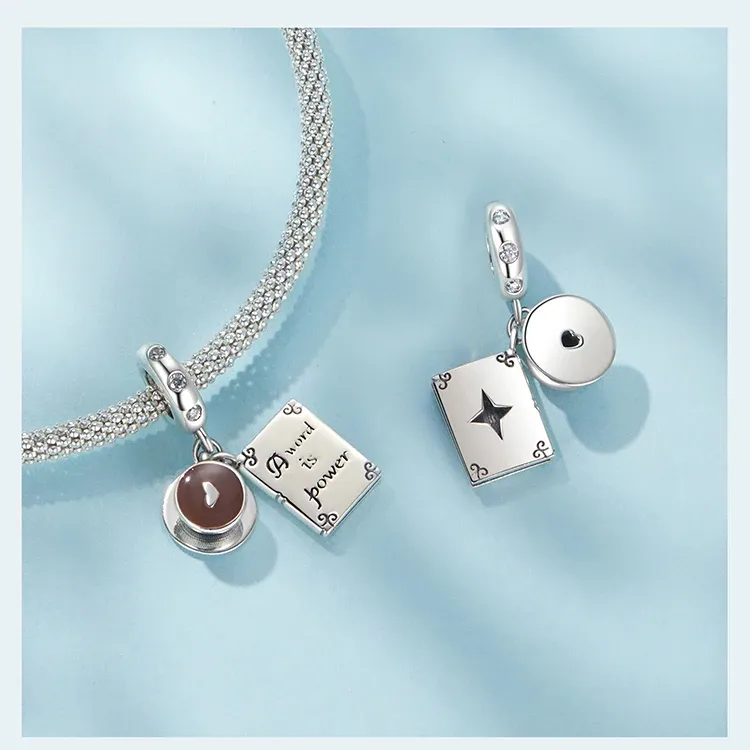 WOSTU 925 Sterling Silver Camera and Coffee Cup Charm Pendant