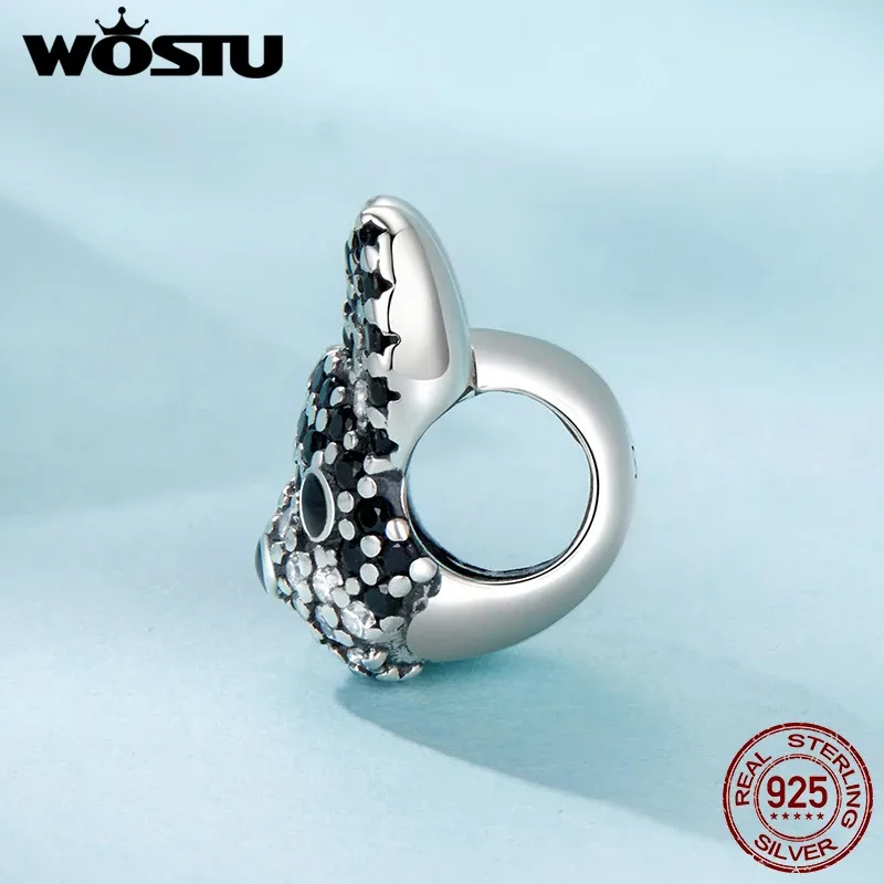WOSTU 925 Sterling Silver Dog Charm Bead with Zircon