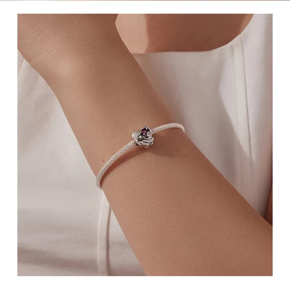 WOSTU White Gold Heart Mom Charm Pendant for Bracelets