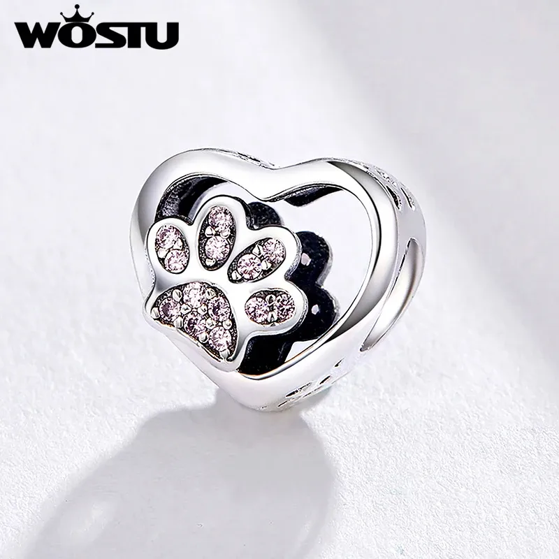 WOSTU White Gold Plated Bird Lotus Charm Bead for Bracelets
