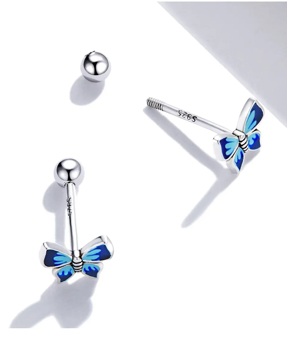 WOSTU Blue Sea Turtle Sterling Silver Hoop Earrings