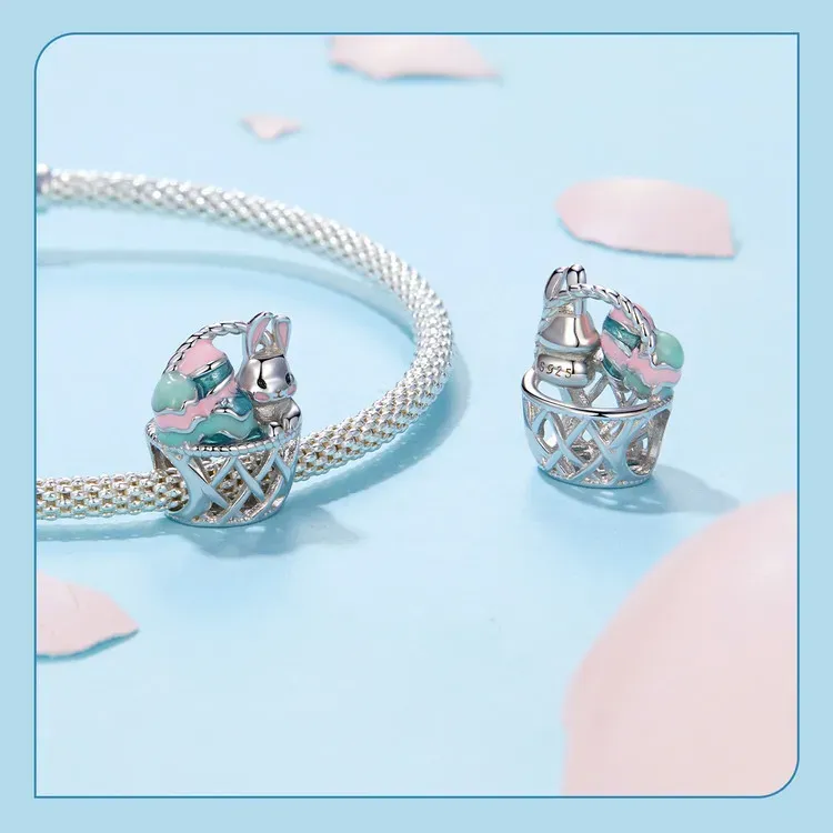 WOSTU Lucky Egg Easter Charm in 925 Sterling Silver