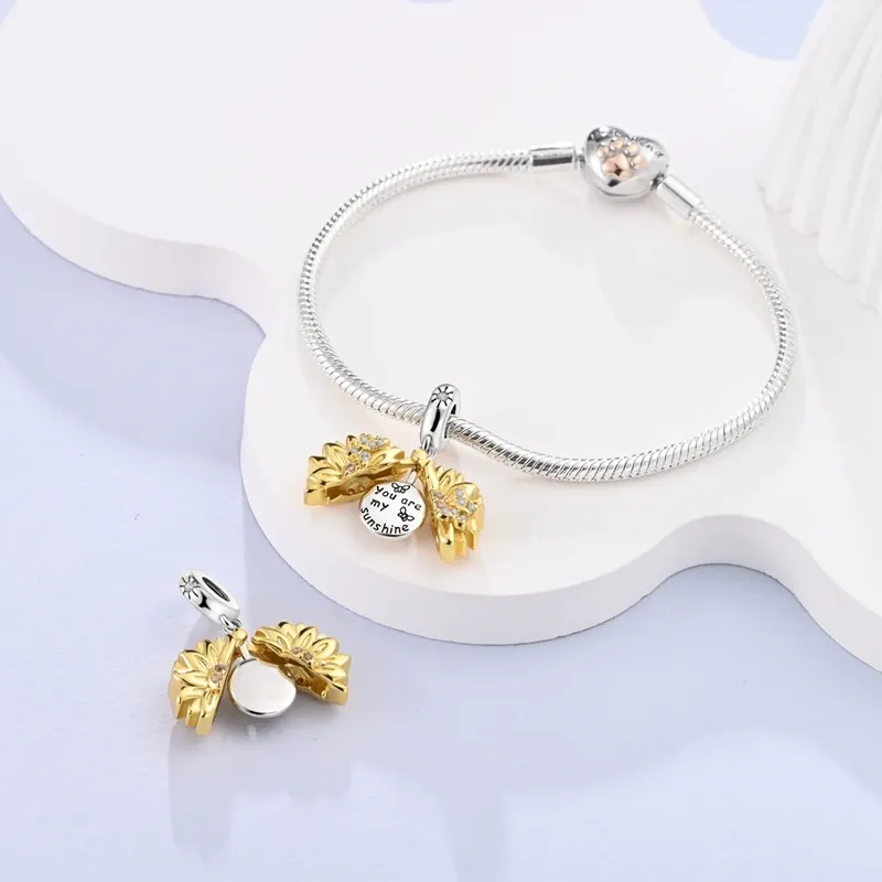 Qikaola 925 Silver Golden Series Charm Bead