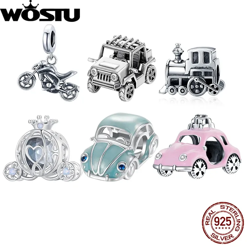 WOSTU Vintage Car and Bike Sterling Silver Charm