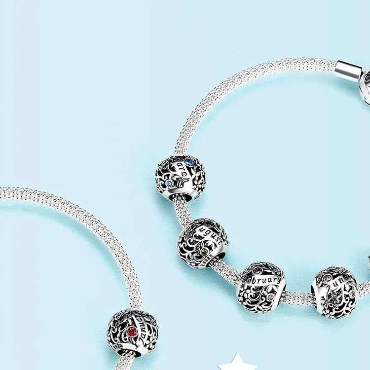 WOSTU 925 Sterling Silver Zodiac Birthstone Charm Bead
