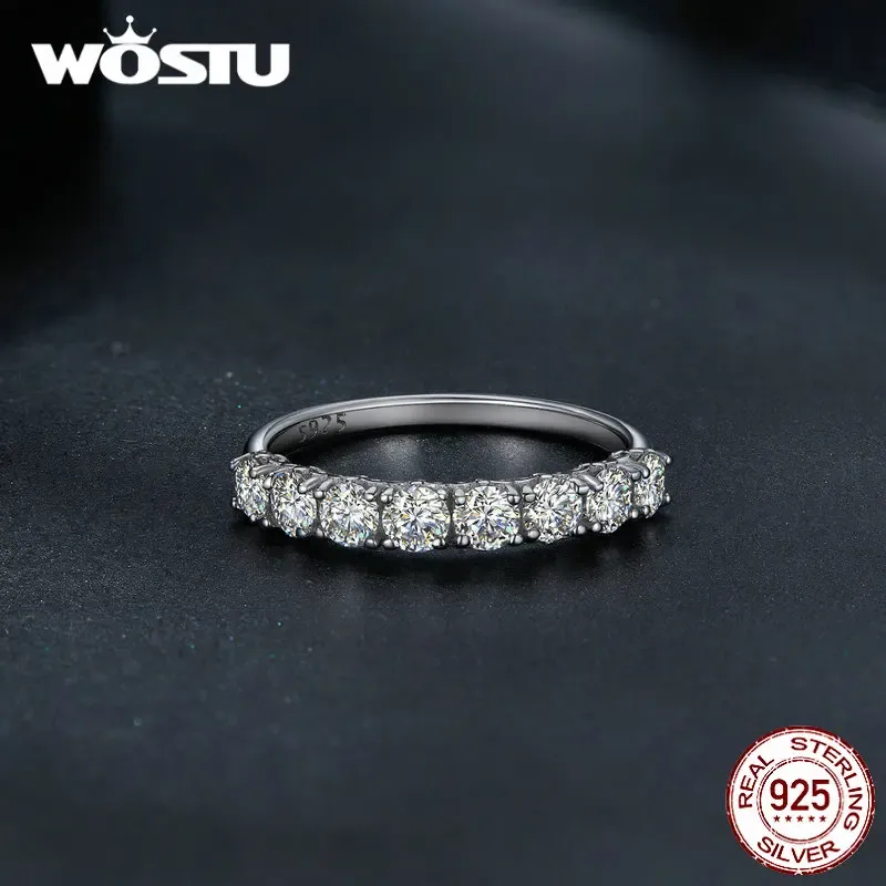 WOSTU Moissanite Round Wedding Ring in 925 Sterling Silver