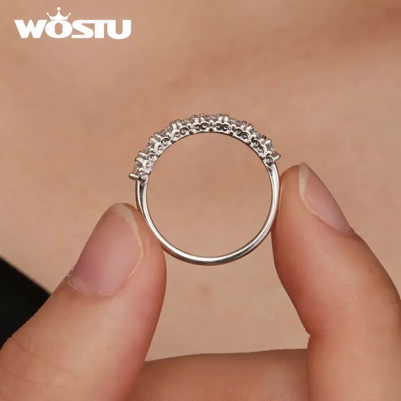WOSTU Moissanite Round Wedding Ring in 925 Sterling Silver