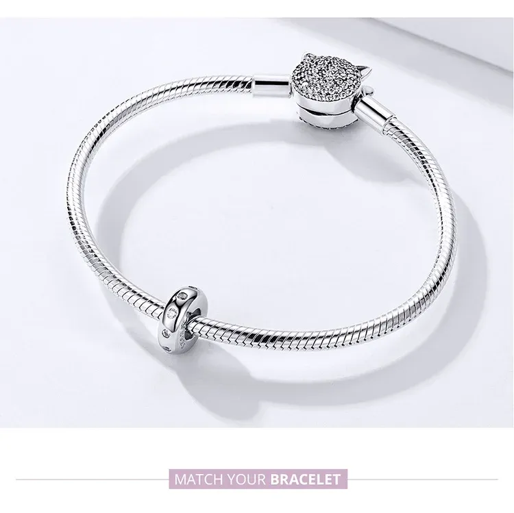 WOSTU 925 Sterling Silver Spacer Bead with Zircon