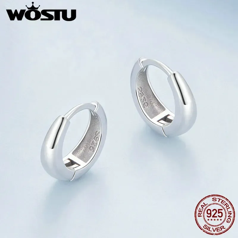 WOSTU 925 Sterling Silver Minimalist Hoop Earrings 8mm