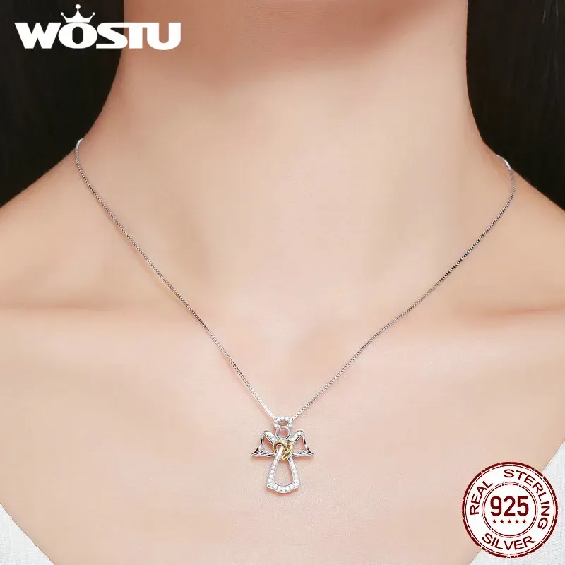WOSTU Guardian Angel 925 Sterling Silver Choker Necklace