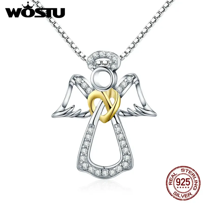 WOSTU Guardian Angel 925 Sterling Silver Choker Necklace