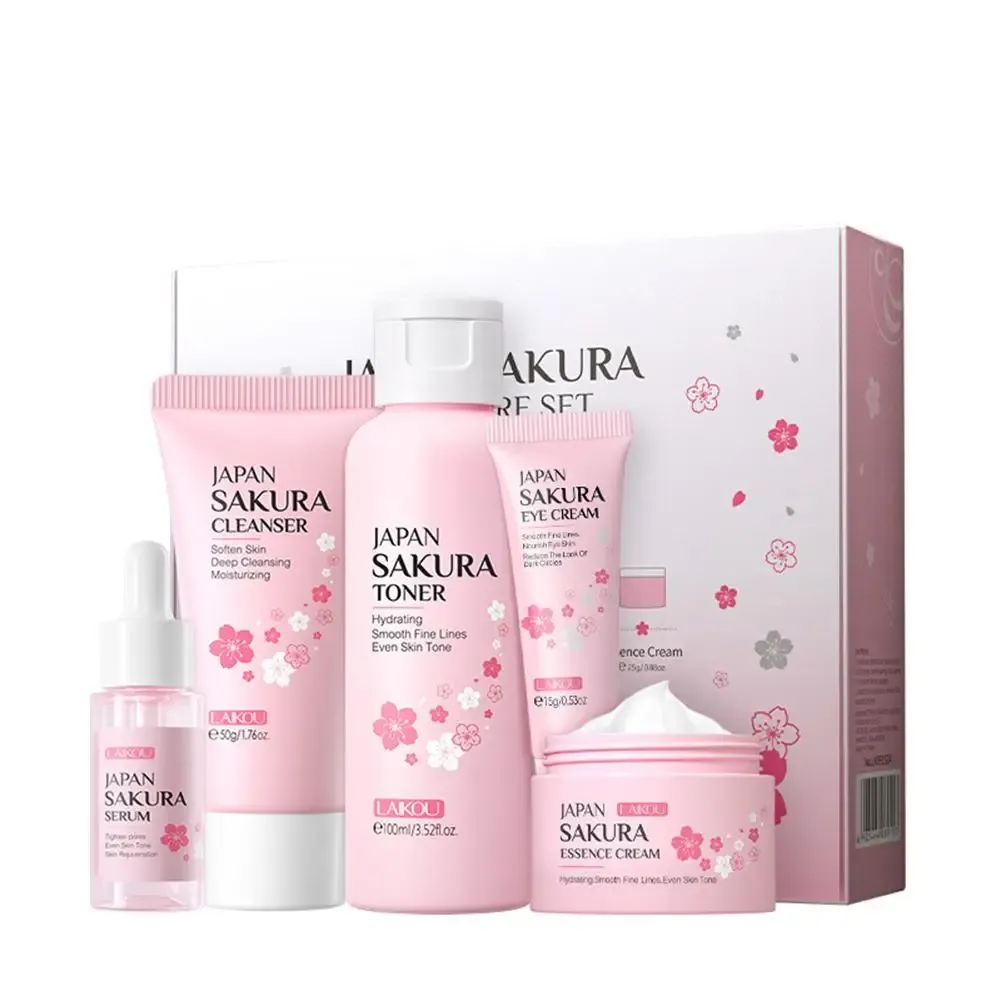 Sakura Travel Skincare Set with Cleanser, Serum, Eye Cream and Face Cream