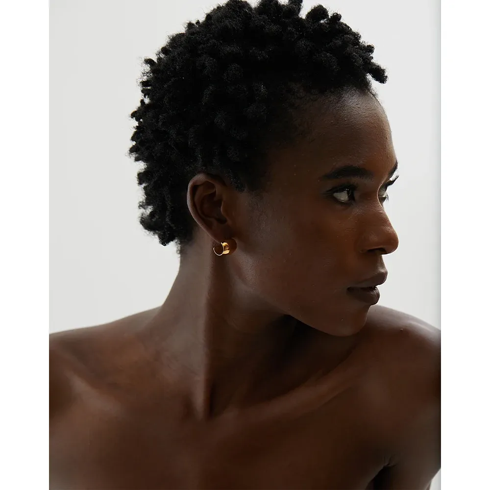 Yhpup Gold-Tone Curly Chunky Stud Earrings