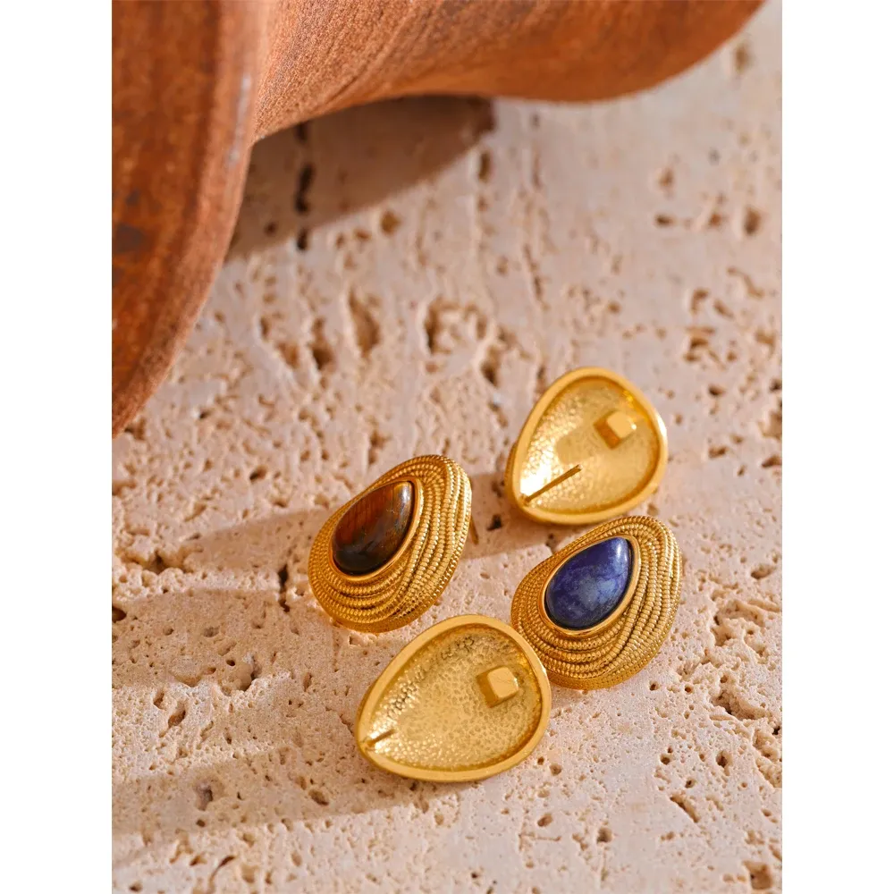 Yhpup Water Drop Stone Geometric Stud Earrings