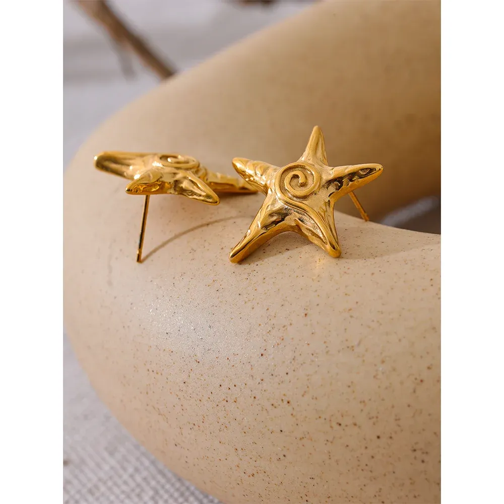Yhpup Gold Star Stainless Steel Stud Earrings