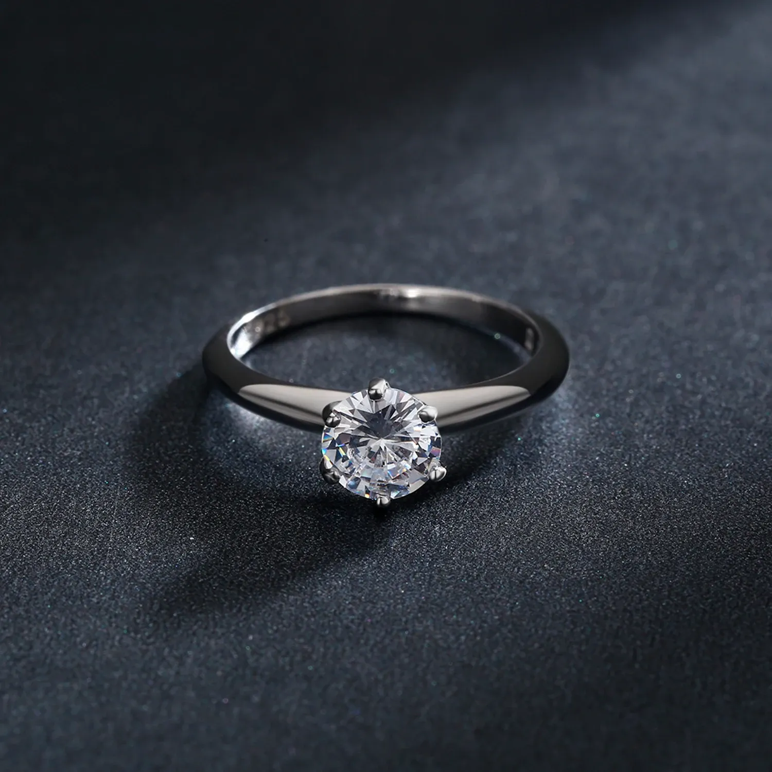 MODIAN 925 Sterling Silver Classic Zircon Wedding Ring
