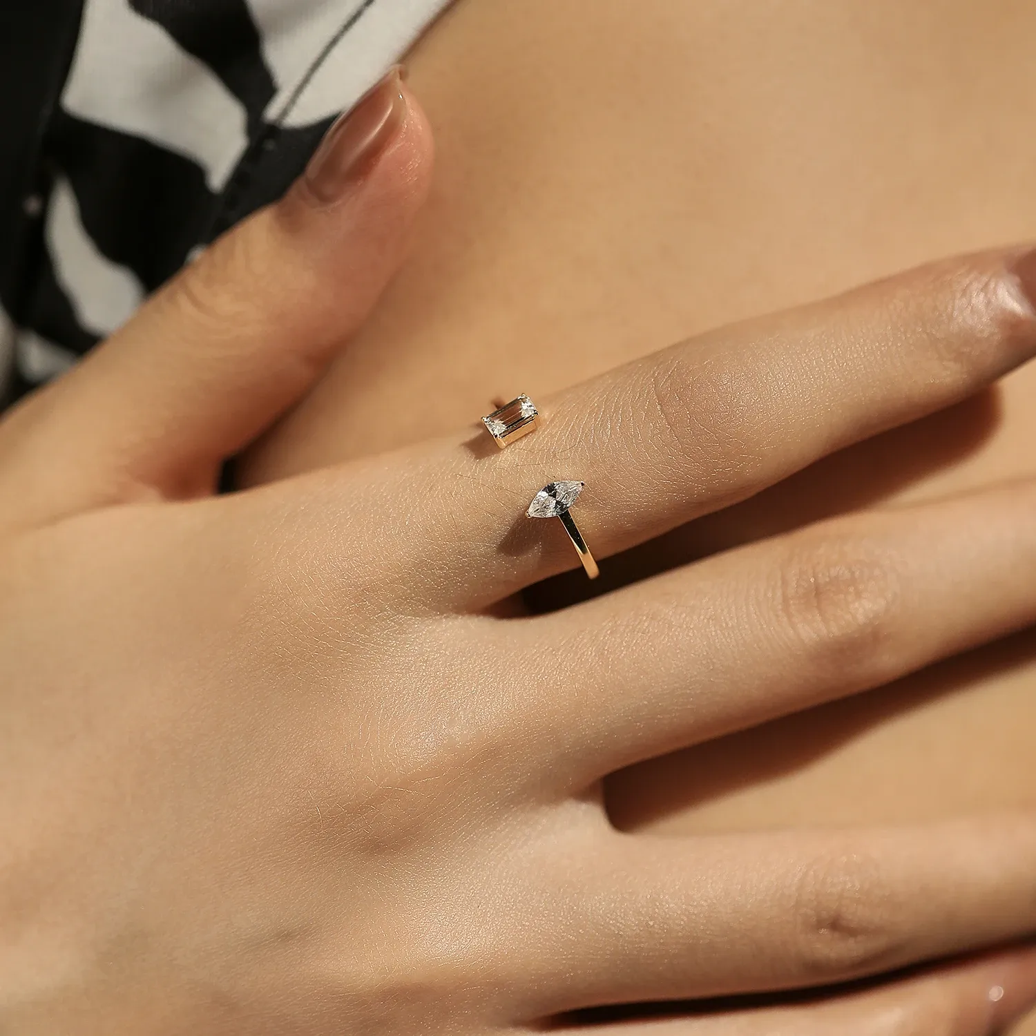 MODIAN Sterling Silver Geometric Open Adjustable Ring