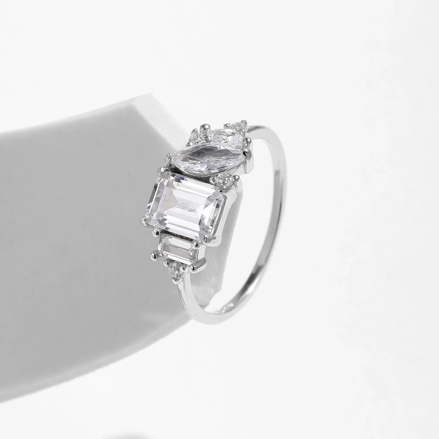 MODIAN 925 Sterling Silver Marquise CZ Wedding Ring