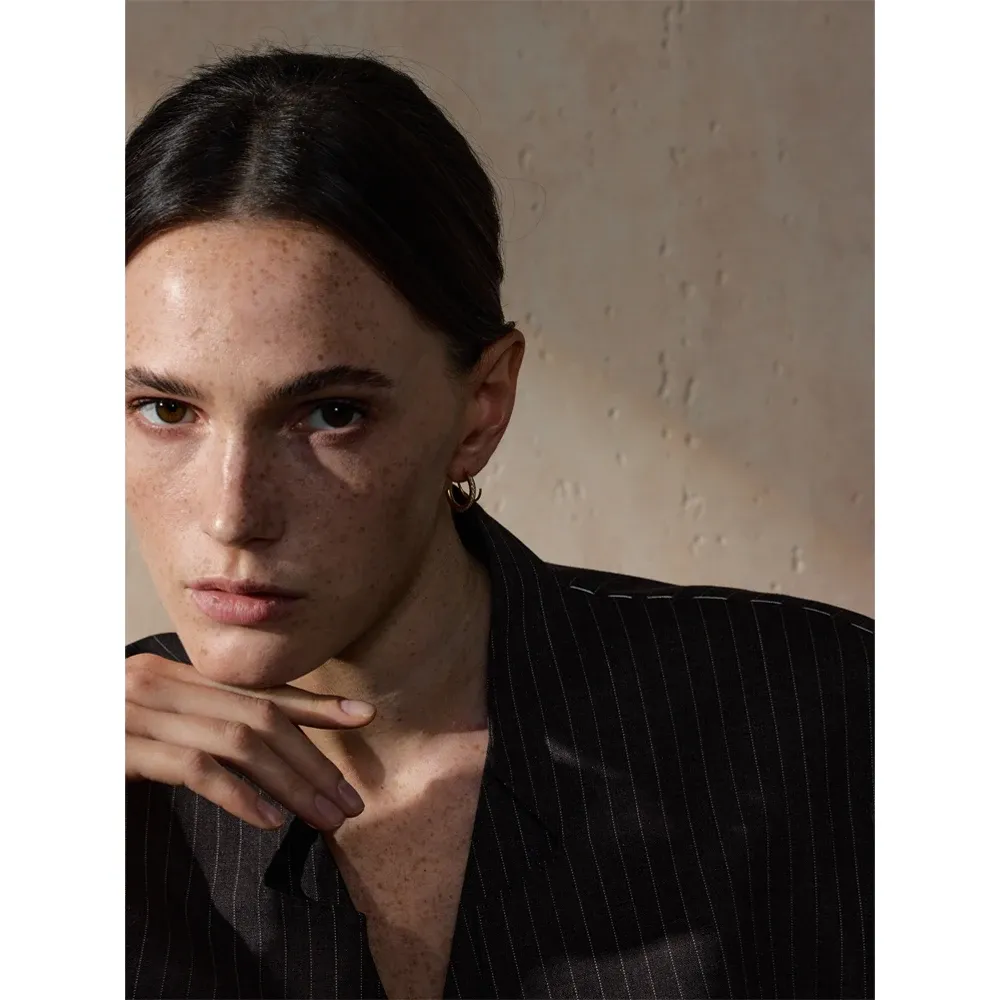 Yhpup Twisted CZ Clip Hoop Earrings in PVD Gold Steel