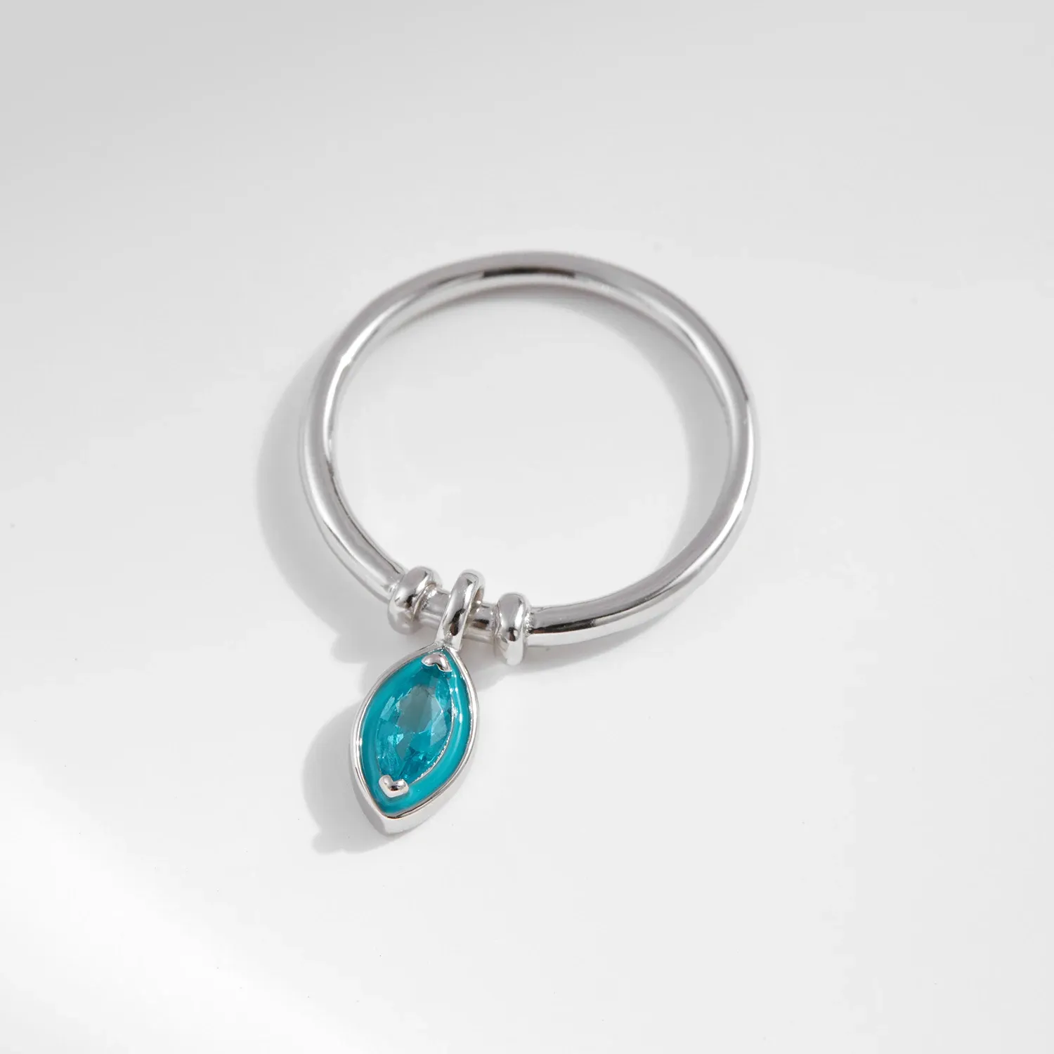 MODIAN 925 Silver Mint Green Zircon Rhombic Ring