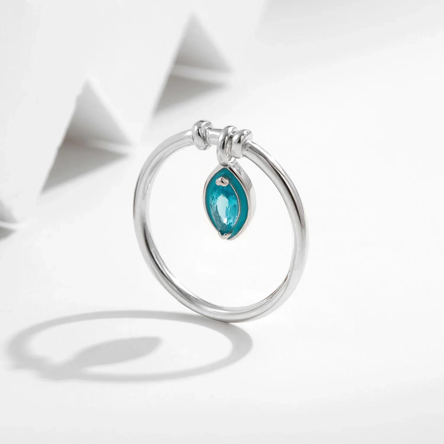 MODIAN 925 Silver Mint Green Zircon Rhombic Ring