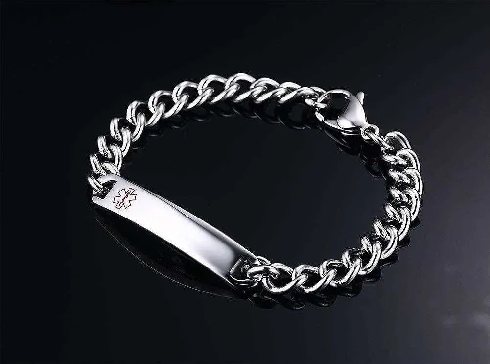 VNOX Medical Alert ID Bracelet with Custom Text