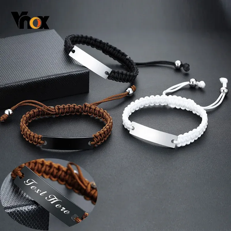 Vnox Adjustable Braided Rope Name Bracelet