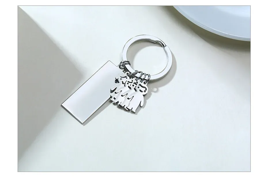 Vnox Custom Family Name Stainless Steel Key Chain