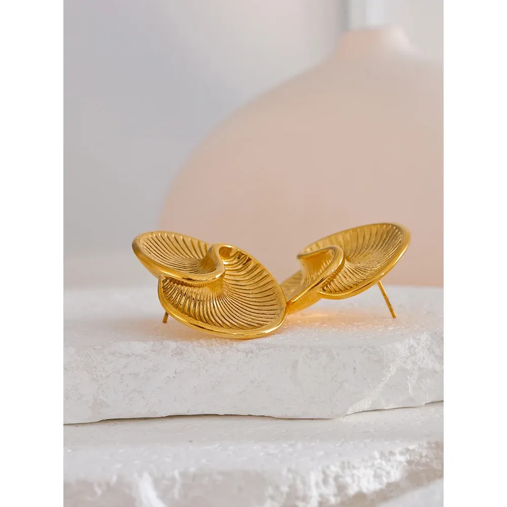 Yhpup Gold-Tone Waterproof Stainless Steel Stud Earrings