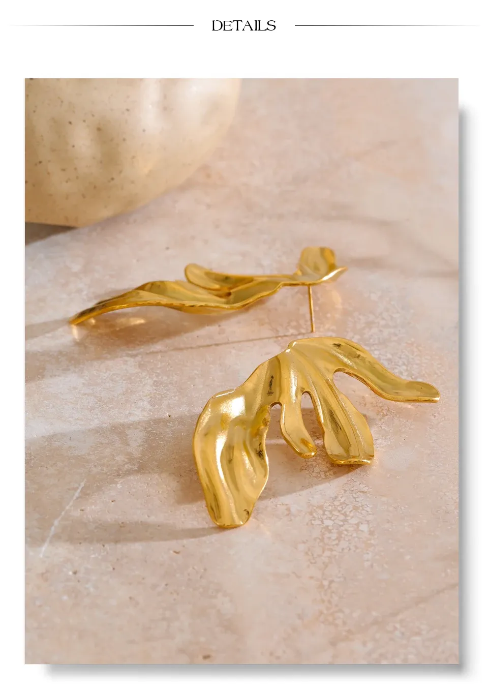 Yhpup Gold PVD Flower Statement Stud Earrings