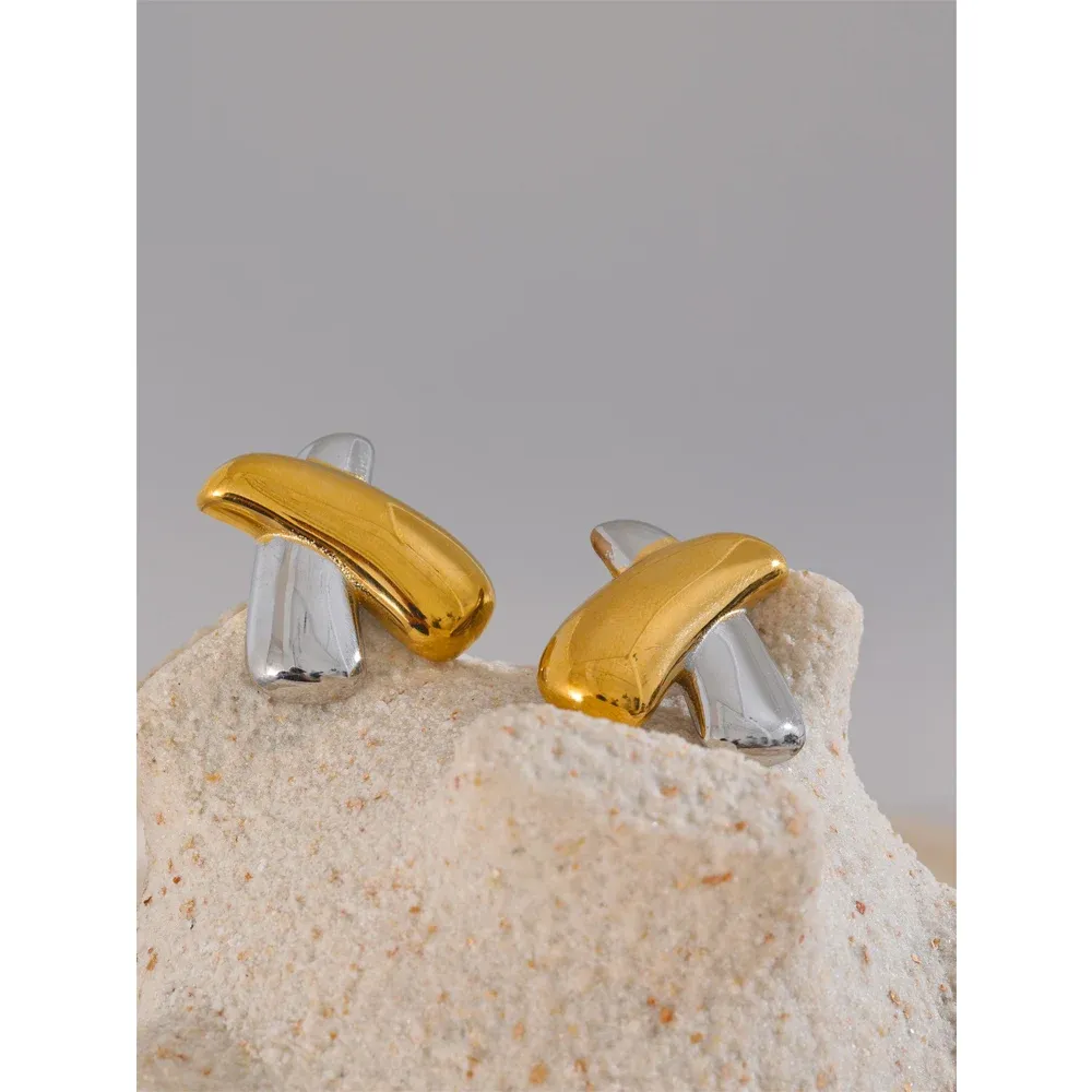 Yhpup X-Shape Stainless Steel Stud Earrings